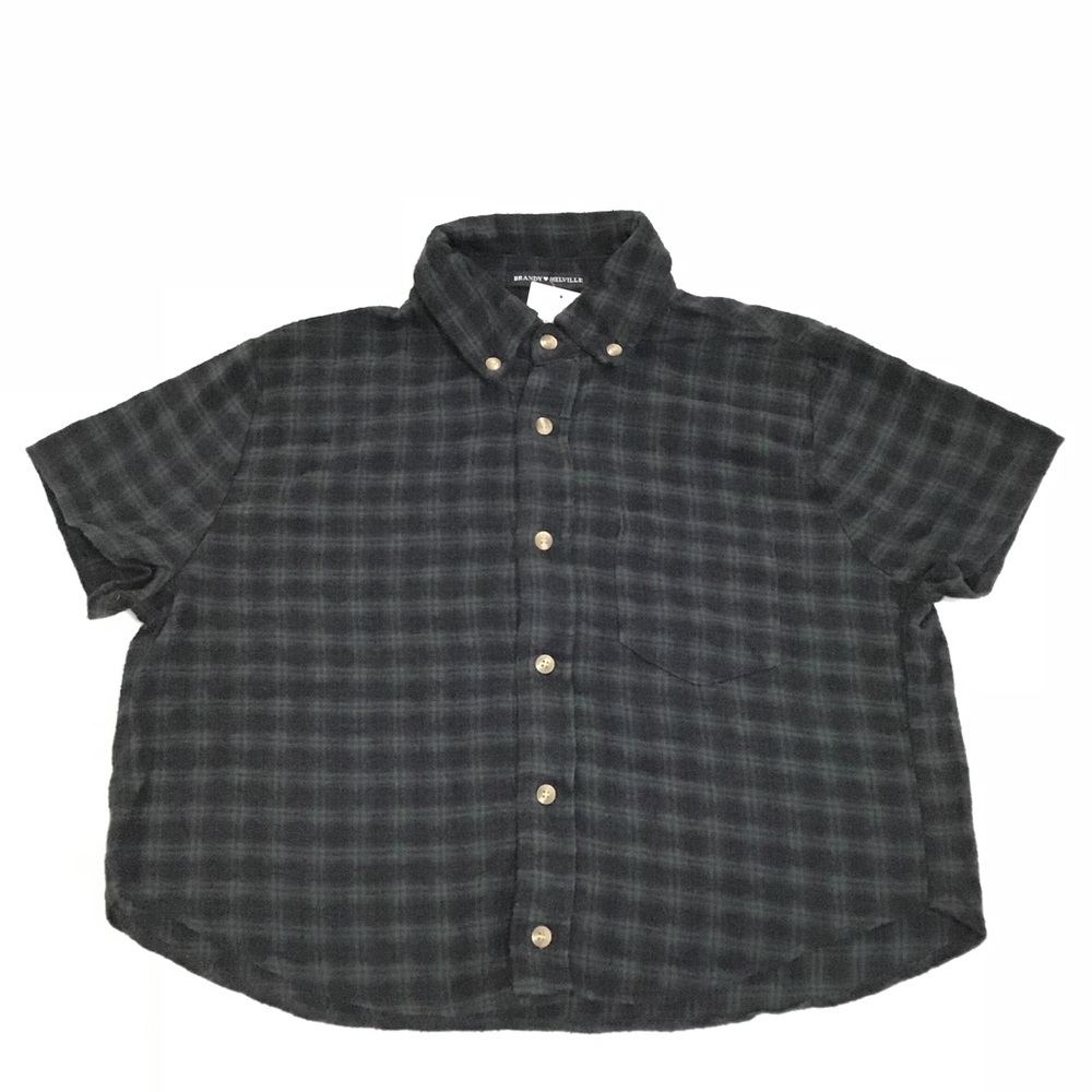 Brandy Melville Plaid Felix Button Up Cropped Top